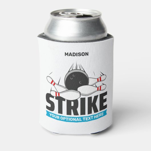 Aangepaste naam & tekst Bowling Strike Blikjeskoeler (Blikje Achterkant)