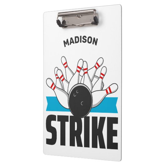 Aangepaste naam & tekst Bowling Strike Klembord (Links)