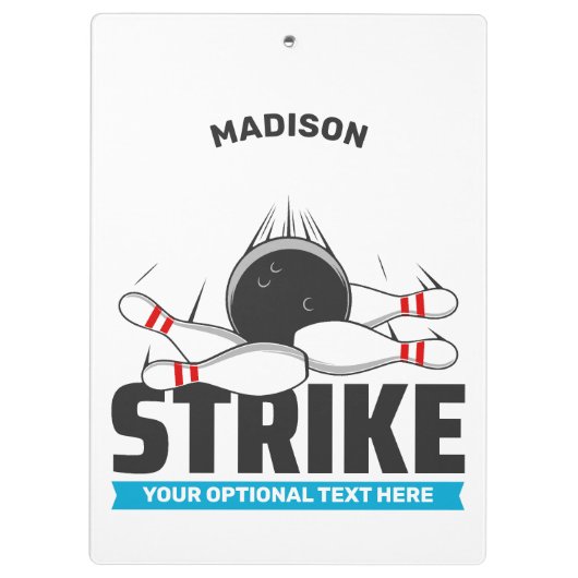 Aangepaste naam & tekst Bowling Strike Klembord (Achterkant)