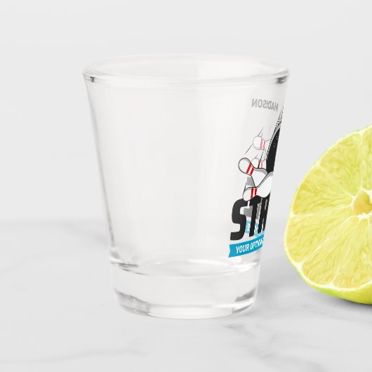 Aangepaste naam & tekst Bowling Strike Shot Glas (Links)