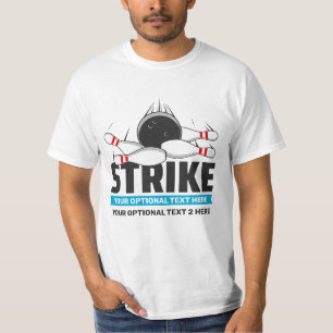 Aangepaste naam & tekst Bowling Strike T-shirt