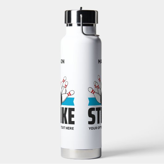 Aangepaste naam & tekst Bowling Strike Waterfles (Links)
