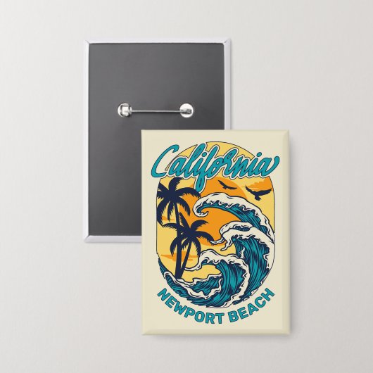 Aangepaste naam / tekst California Surfen Button (Voorkant / Achterkant)
