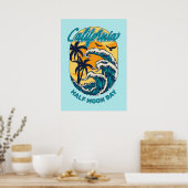 Aangepaste naam / tekst California Surfen Poster (Keuken)