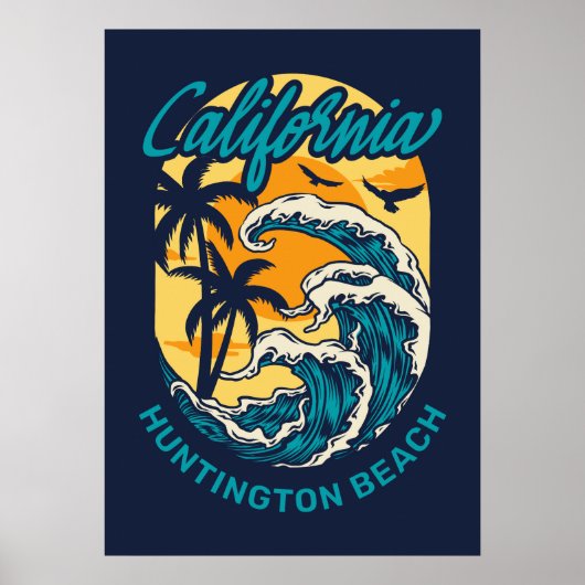 Aangepaste naam / tekst California Surfen Poster (Voorkant)