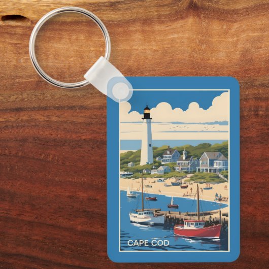 Aangepaste naam / tekst Cape Cod Massachusetts Sleutelhanger (Voorkant)