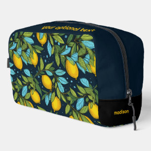 Aangepaste naam & tekst Citroenpatroon Toilettasje
