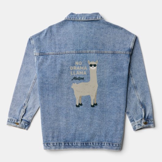 Aangepaste naam & tekst Cool Llama Denim Jacket (Achterkant)