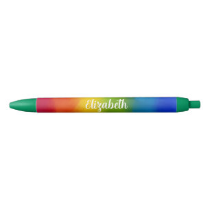 Aangepaste naam tekst Cute Modern Kleurrijke Sjabl Blauwe Inkt Pen