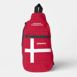 Aangepaste naam & tekst Denemarken Vlag Sling Bag