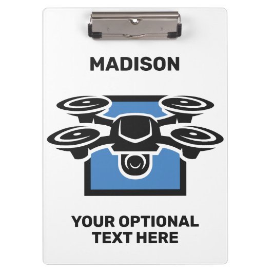 Aangepaste naam & tekst drone klembord (Voorkant)