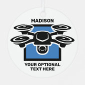 Aangepaste naam & tekst drone metalen ornament (Achterkant)