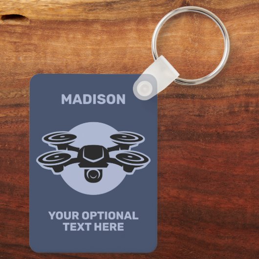 Aangepaste naam & tekst drone sleutelhanger (Achterkant)