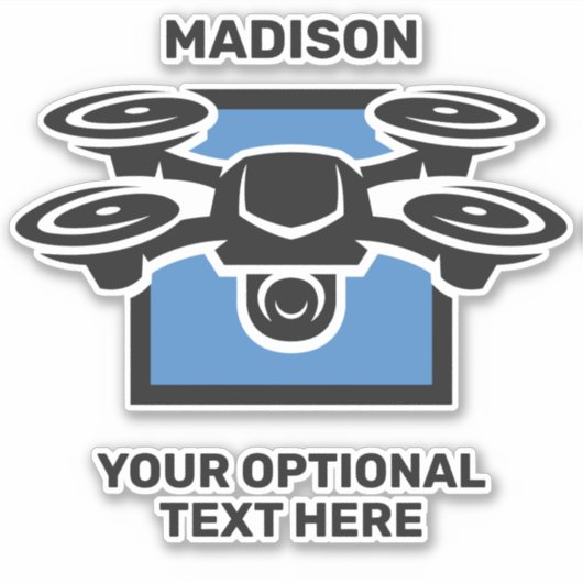 Aangepaste naam & tekst drone sticker (Voorkant)