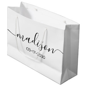 Aangepaste naam tekst Elegant Eenvoudig Zwart Schr Groot Cadeauzakje
