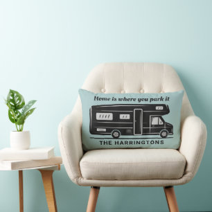 Aangepaste naam, tekst en kleur Camper Van poster Kussen