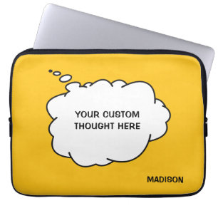 Aangepaste naam, tekst en kleur Gedachtebel Laptop Sleeve