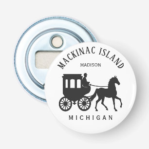 Aangepaste naam, tekst en kleur Mackinac Island Button Flesopener