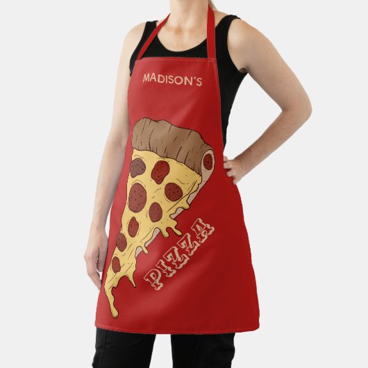 Aangepaste naam, tekst en kleur Pizza Slice-deelve Schort (Insitu)