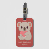 Aangepaste naam, tekst en kleurenliefde Koala Bagagelabel (Voorkant (verticaal))