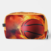 Aangepaste naam & tekst Flaming Basketball Toilettasje (Voorkant)