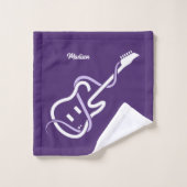 Aangepaste naam & tekst gestileerde gitaar bad handdoek (Wasdoekje)