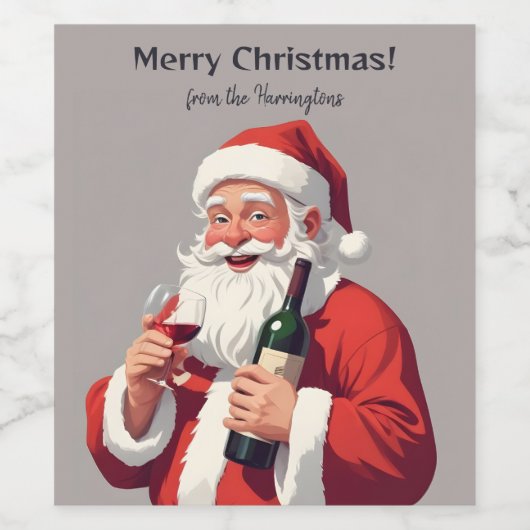 Aangepaste Naam & Tekst Grappig Drink Kerstman Wijn Etiket (Enkel label)