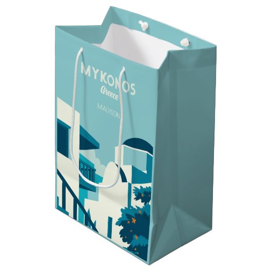 Aangepaste naam & tekst Griekenland Medium Cadeauzakje (Voorkant Gekanteld)