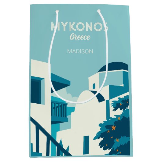 Aangepaste naam & tekst Griekenland Medium Cadeauzakje (Voorkant)