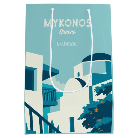 Aangepaste naam & tekst Griekenland Medium Cadeauzakje (Achterkant)