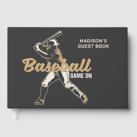 Aangepaste Naam & Tekst Honkbalspeler Gastenboek (Voorkant)