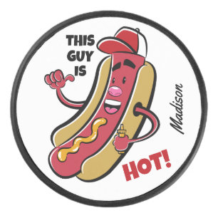 Aangepaste naam & tekst Hot Dog Hockey Puck