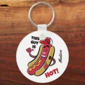 Aangepaste naam & tekst Hot Dog Sleutelhanger (Achterkant)