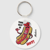 Aangepaste naam & tekst Hot Dog Sleutelhanger (Achterkant)
