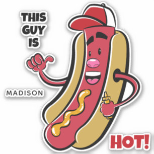 Aangepaste naam & tekst Hot Dog Sticker