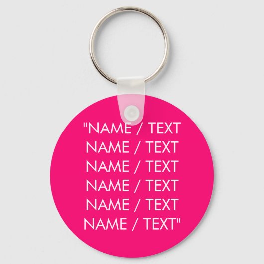 Aangepaste naam tekst hot-roze fuchsia minimalist sleutelhanger (Voorkant)