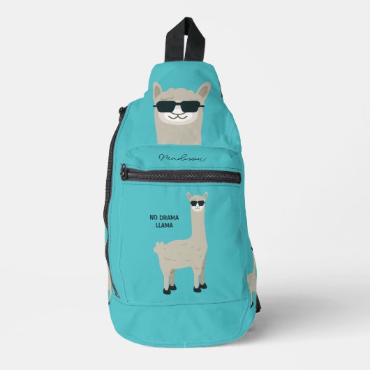 Aangepaste naam, tekst & kleur Cool Llama Sling Bag (Voorkant)