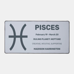 Aangepaste naam / tekst & kleur Zodiac Sign Vissen Bureaumat