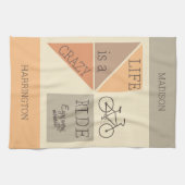 Aangepaste naam / tekst leven is een Crazy Ride Theedoek (Horizontaal)