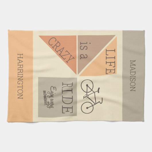 Aangepaste naam / tekst leven is een Crazy Ride Theedoek (Horizontaal)