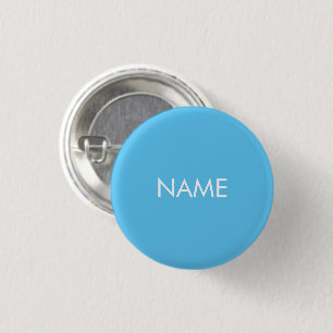 Aangepaste naam tekst lichtblauw wit minimalistisc ronde button 3,2 cm