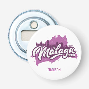 Aangepaste naam / tekst Malaga Spanje Button Flesopener