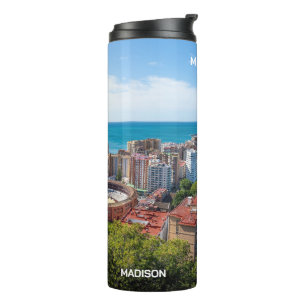 Aangepaste Naam & Tekst Malaga Spanje Gebied Foto Thermosbeker