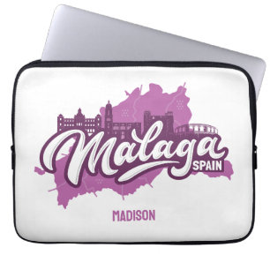 Aangepaste naam / tekst Malaga Spanje Laptop Sleeve