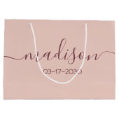 Aangepaste naam tekst meisjesachtig vrouwelijk ros groot cadeauzakje (Achterkant)