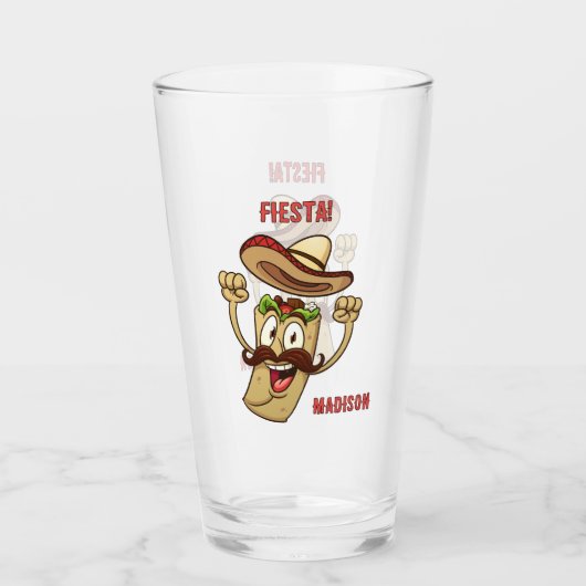 Aangepaste naam & tekst Mexicaans feest Glas (Voorkant)