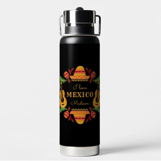 Aangepaste naam/tekst Mexico Waterfles (Achterkant)