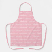 Aangepaste naam tekst monogram roze wit schattig p schort (Voorkant)