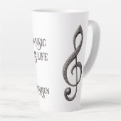 Aangepaste naam & tekst Muzikale Clef Note Latte Mok (Rechterhoek)