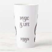 Aangepaste naam & tekst Muzikale Clef Note Latte Mok (Voorkant)